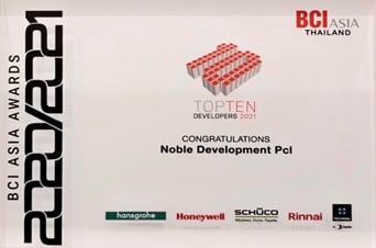 โนเบิล ได้รับรางวัล “BCI ASIA TOP 10 DEVELOPERS AWARD 2021”