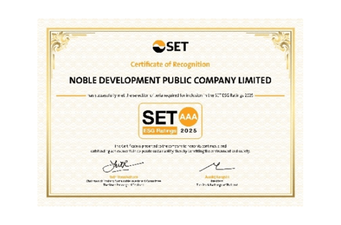 Noble achieved the highest rating of “AAA” in the SET ESG Rating 2025